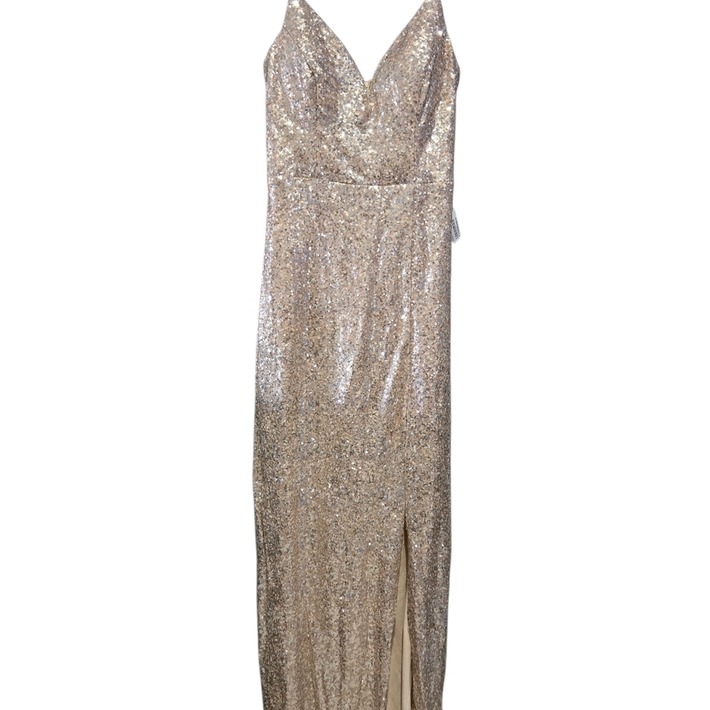 B Darlin Champagne Sequin Maxi Dress - Picture 2 of 5